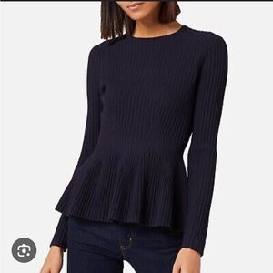 NWT Ted Baker London Jariala Stitch Peplum Sweater Jumper Navy 4